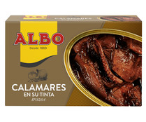 Calamares en su tinta en trozos ALBO lata de 72 g.