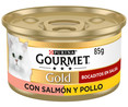Comida para gatos húmeda a base de Salmón y Pollo PURINA GOURMET tarrina 85 g.