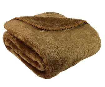 Plaid sherpa en color tabaco, 125x150 cm, ACTUEL. Plaid sherpa en color tabaco, 125x150 cm, ACTUEL.