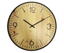 Reloj de pared, 40 cm de diámetro, color madera/negro, ACTUEL.
