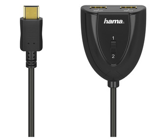 Distribuidor de HDMI HAMA, 1 Macho y 2 Hembras, terminales dorados, color negro. Distribuidor de HDMI HAMA, 1 Macho y 2 Hembras, terminales dorados, color negro.
