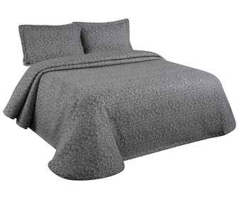 Colcha para cama doble color gris, diseño en relieve en el propio tejido, 240x260cm., LUTEX. Colcha para cama doble color gris, diseño en relieve en el propio tejido, 240x260cm., LUTEX.