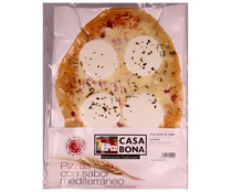 Pizza con queso de cabra, elaborada de forma tradiconal CASA BONA 600 g.