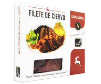 Carne natural de ciervo, adobada y hecha filetes, sin soja, ni lactosa, ni gluten DIBE 300 g.