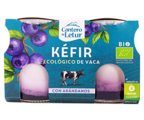 Kéfir de vaca ecológico con arándanos CANTERO DE LETUR 2 x 125 g.