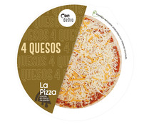 Pizza fresca 4 quesos (Cheddar, Edam, Gouda, Mozzarella), cocida en horno de piedra DEORO 380 g.