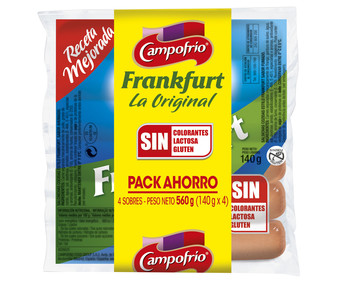 Salchichas cocidas tipo Frankfurt, sabor ahumado CAMPOFRÍO 4 x 140 g. Salchichas cocidas tipo Frankfurt, sabor ahumado CAMPOFRÍO 4 x 140 g.