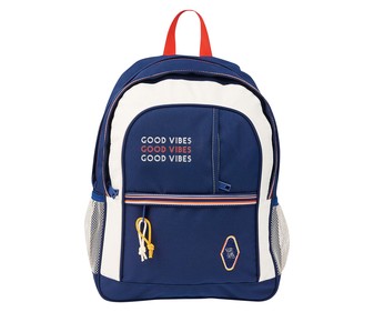 Mochila juvenil con doble compartimento y bolsillo portabotellas, color azul y blanco, Sport Style PRODUCTO ALCAMPO, 31x44x10cm. Mochila juvenil con doble compartimento y bolsillo portabotellas, color azul y blanco, Sport Style PRODUCTO ALCAMPO, 31x44x10cm.