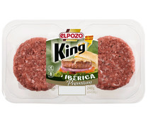 Burger meat premium de cerdo ibérico, elaborada sin gluten ni lactosa EL POZO King 2 x 120 g. 