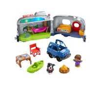 Coche con caravana Vehículo camper con luces y sonidos, FISHER PRICE Little People MATTEL HJN41.