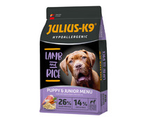 Alimento seco para perros junior, cordero y arroz JULIUS K9 3 kg