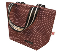 Bolsa porta alimentos isotérmca color burdeos con lunares blancos, IRIS.