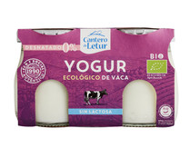 Yogur natural de vaca ecológico, desnatado, sin lactosa EL CANTERO DE LETUR  pack  2 uds.x 125 g.