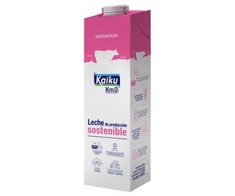 Leche desnatada de vaca, de producción sostenible KAIKU Km 0 1 l. Leche desnatada de vaca, de producción sostenible KAIKU Km 0 1 l.
