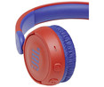 Auriculares Bluetooth para niños tipo diadema JBL JR 310 BT, control de volumen, color azul y rojo.