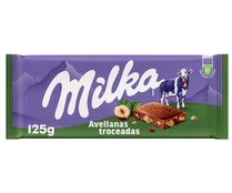 Chocolate de leche con avellanas MILKA 125 g.