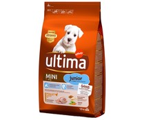 Comida para perro junior a base de pollo, arroz y cereales ULTIMA JUNIOR 1,5 kg.