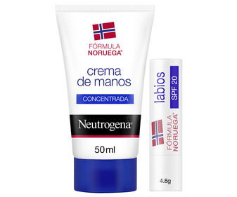 Crema de manos concentrada de 50 ml y bálsamo labial protector con FPS 20 NEUTRÓGENA. Crema de manos concentrada de 50 ml y bálsamo labial protector con FPS 20 NEUTRÓGENA.