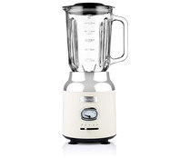 Batidora de vaso WESTINGHOUSE WKBE221WH crema vintage, 600W, 3 velocidades + pulse, jarra de cristal 1,5L. Pica hielo.