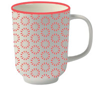 Mug con decoración geométrica en tonos rojos, 36 cl de capacidad, ACTUEL.