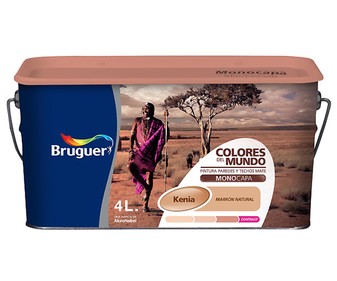Bote de 4l. de pintura plástica monocapa marrón Kenia suave BRUGUER Colores del mundo. Bote de 4l. de pintura plástica monocapa marrón Kenia suave BRUGUER Colores del mundo.