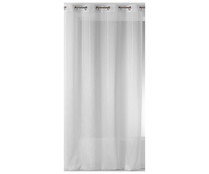 Cortina visillo color blanco con ollaos decorada con pespuntes verticales, 100% poliéster, 140x260 cm. TEXTIL HOGAR.