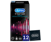 Preservativos lubricados con puntos, estrías y gel estimulante DUREX Intense orgasmic 12 uds.