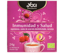 Infusión ecológica inmunidad y salud (equinácea, zumo de acerola deshidratada y naranja) ecológicaYOGI 12 bolsitas, 21,6 g.