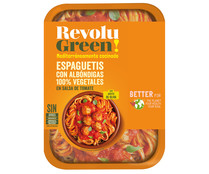 Espaguetis con albóndigas 100% vegetales en salsa de tomate REVOLU GREEN! 290 g.