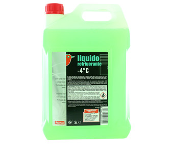 Líquido refrigerante con temperatura de protección de hasta -4ºC, 5L verde, 10% Monoetilenglicol, PRODUCTO ALCAMPO. Líquido refrigerante con temperatura de protección de hasta -4ºC, 5L verde, 10% Monoetilenglicol, PRODUCTO ALCAMPO.