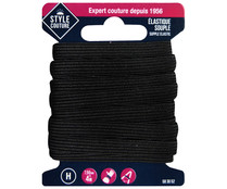 Cinta elástica flexible color negro para costura, 7,5mm x 4 metros, STYLE. Cinta elástica flexible color negro para costura, 7,5mm x 4 metros, STYLE.