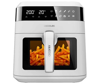Freidora sin aceite CECOTEC Cecofry Experience Window White 6000, 1300W, capacidad 6L, temporizador, termostato, 9 programas.