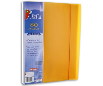 Carpeta clasificadora con 80 fundas tamaño A4 con tapas de poliuretano rígido. PRODUCTO ALCAMPO. Carpeta clasificadora con 80 fundas tamaño A4 con tapas de poliuretano rígido. PRODUCTO ALCAMPO.