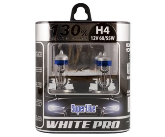 Lote de 2 bombillas de xenón para automóvil con luz blanca (4000K), tipo H4 y potencia de 55-60W SUPERLITE White pro. Lote de 2 bombillas de xenón para automóvil con luz blanca (4000K), tipo H4 y potencia de 55-60W SUPERLITE White pro.