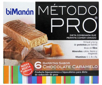 Barritas de chocolate caramelo, para dieta de reducción de peso BIMANÁN Método Pro 6 uds de 27 gr. Barritas de chocolate caramelo, para dieta de reducción de peso BIMANÁN Método Pro 6 uds de 27 gr.