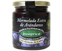 Mermelada natural ecológica de arándanos extra con azúcar de caña BIOAPRICA 275 g.