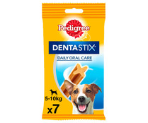 Snack dental para perros prevención del sarro  de raza pequeña PEDIGREE DENTASTIX 7 uds. 110 g.