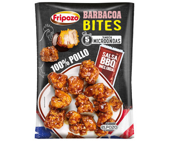 Trocitos de contramuslo de pollo empanados y con salsa barbacoa FRIPOZO 240 g. Trocitos de contramuslo de pollo empanados y con salsa barbacoa FRIPOZO 240 g.