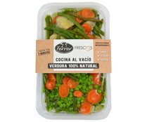 Menestra de verduras cocidas y envasadas al vacío, listas para ser consumidas FERRER 300 g.