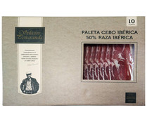 Paleta de cebo ibérica (50% raza ibérica) cortada en lonchas y envasadas al vacio SELECTOS PEÑARANDA.