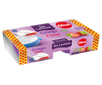 Yogur griego con fresa, elaborado sin lactosa DHUL 2 x 125 g.