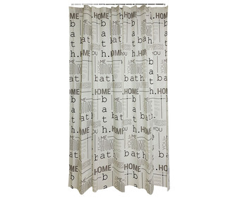 Cortina de baño tejido PEVA color gris estampada, 180x200 cm. ACTUEL. Cortina de baño tejido PEVA color gris estampada, 180x200 cm. ACTUEL.