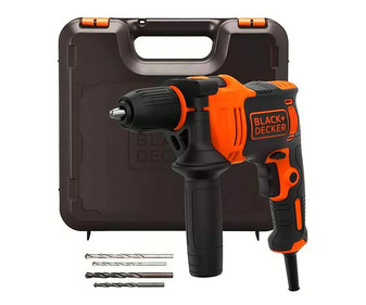 Black+decker Beh710k Taladro percutor con cable 710w portabrocas 13mm empuñadura lateral incluye 4 brocas y decker