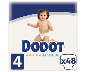 Pañales de la talla 4, para niños de 9 a 14 kilogramos DODOT Sensitive 48 uds. Pañales de la talla 4, para niños de 9 a 14 kilogramos DODOT Sensitive 48 uds.