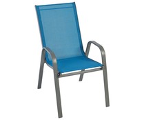 Silla de jardín de acero y textileno color azul, 70x53x93 cm GARDEN STAR ALCAMPO.