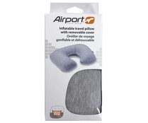 Almohada de viaje inflable con cobertura removible, soporte cervical, color gris, AIRPORT ALCAMPO.