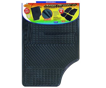 Juego de 4 alfombrillas universales de PVC de color negro y reversibles ROLMOVIL. Juego de 4 alfombrillas universales de PVC de color negro y reversibles ROLMOVIL.