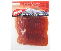 Jamón reserva de hembra, con curación natural, cortado en lonchas MILENA LEÓN 200 g.