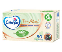 Tissue faciales Pure Natural con fibras naturales COLHOGAR 80 uds