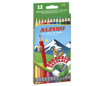 Lápices de madera para colorear, 12 colores diferentes, ALPINO.